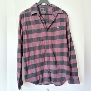 Casual Buffalo Plaid Button-Down Shirt - Black and Purple